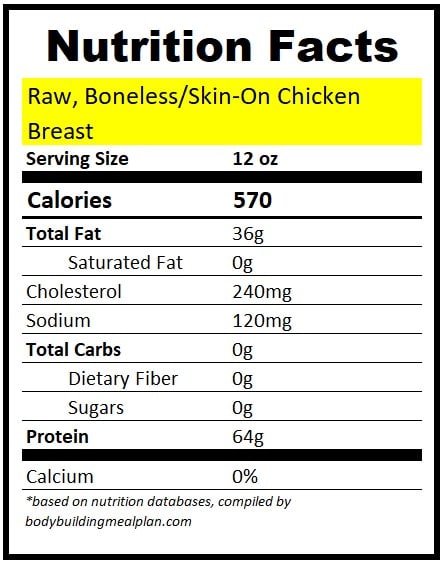 12 oz Chicken Breast Protein Skin On