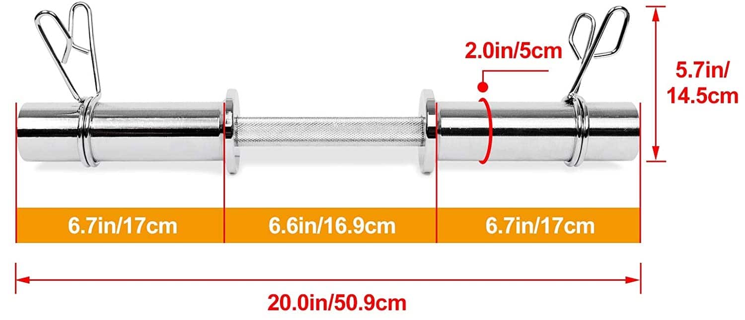 2 inch dumbbell bar dimensions