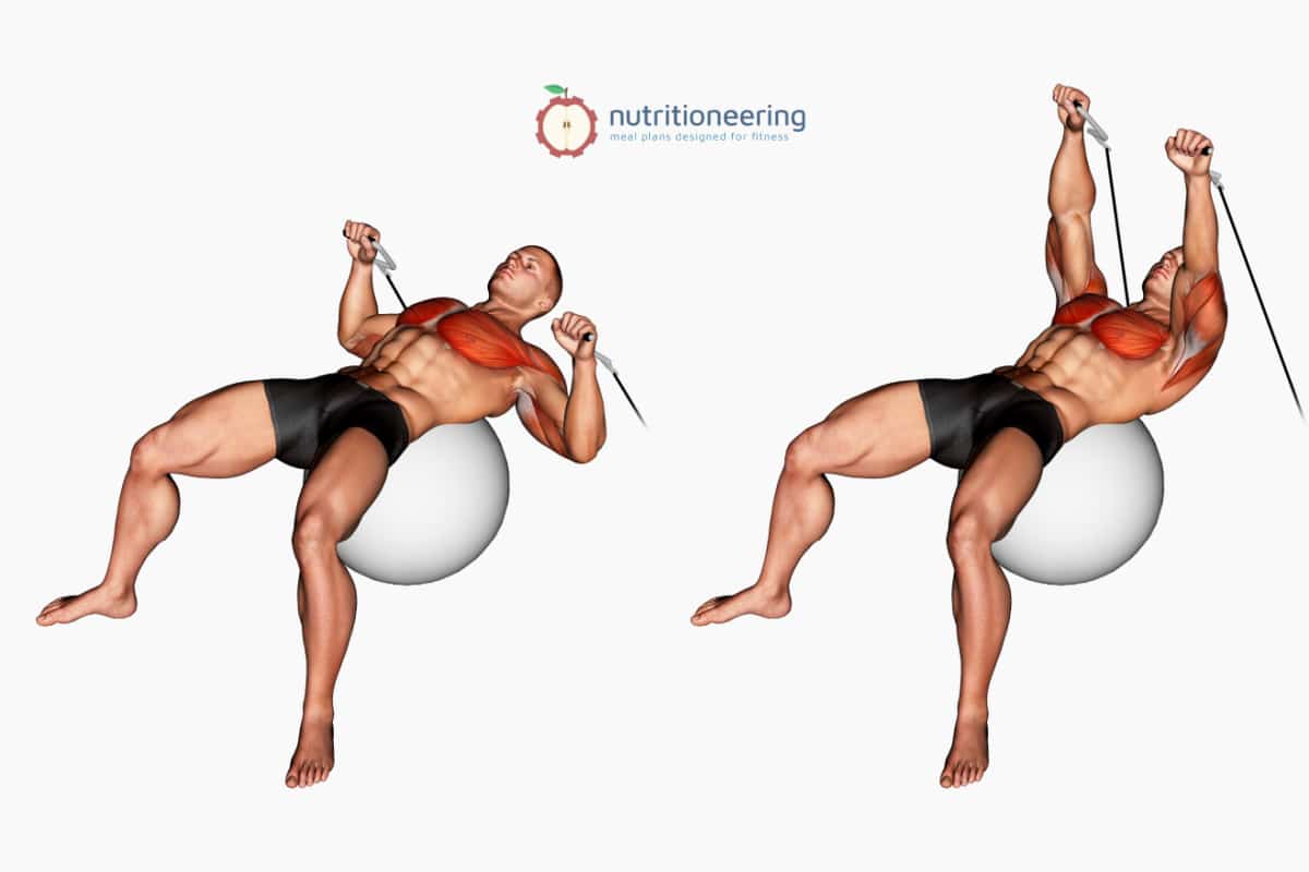 Cable Press on Exercise Ball