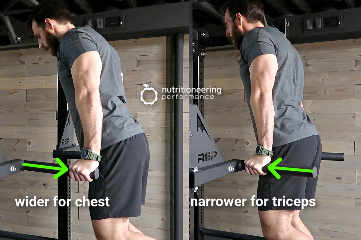 Chest Dips vs Tricep Dips Grip 2