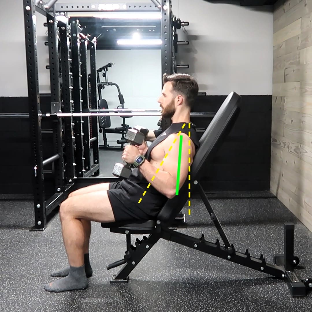 Incline Hammer Curls Arm Angle 2