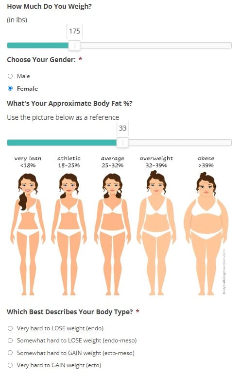 Maintenance Calorie Calculator Body Type