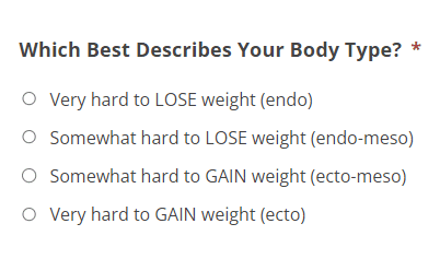 Metabolic Type Assessment